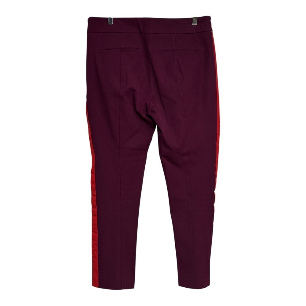 Anthropologie Essential Slim Burgundy Red Stripe Track Pants Trousers Women US 8 - Picture 3 of 8